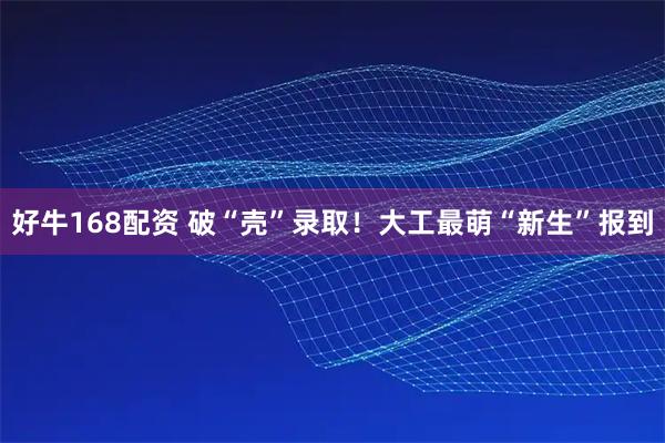 好牛168配资 破“壳”录取！大工最萌“新生”报到