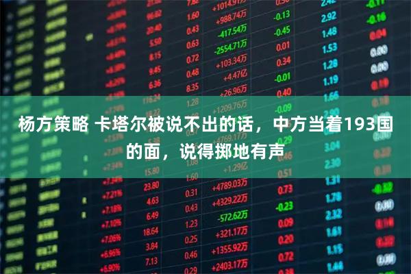 杨方策略 卡塔尔被说不出的话，中方当着193国的面，说得掷地有声