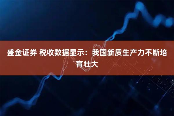 盛金证券 税收数据显示：我国新质生产力不断培育壮大