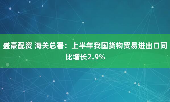 盛豪配资 海关总署：上半年我国货物贸易进出口同比增长2.9%