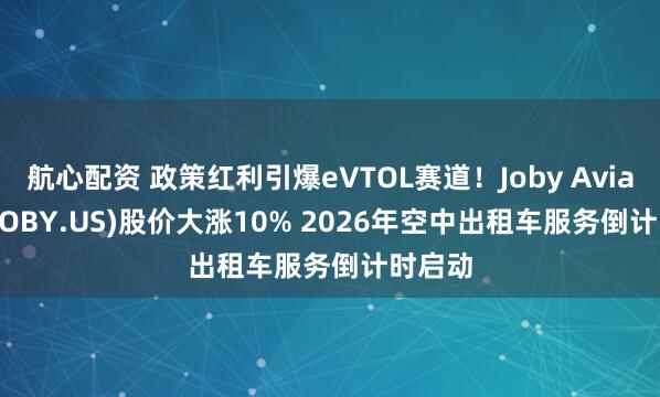 航心配资 政策红利引爆eVTOL赛道！Joby Aviation(JOBY.US)股价大涨10% 2026年空中出租车服务倒计时启动